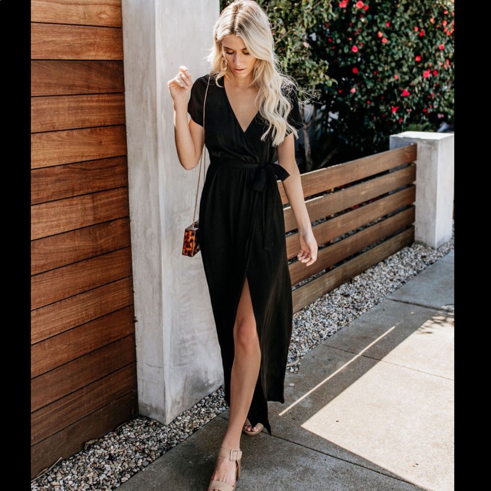 VICI Black classic wrap dress with adjustable tie